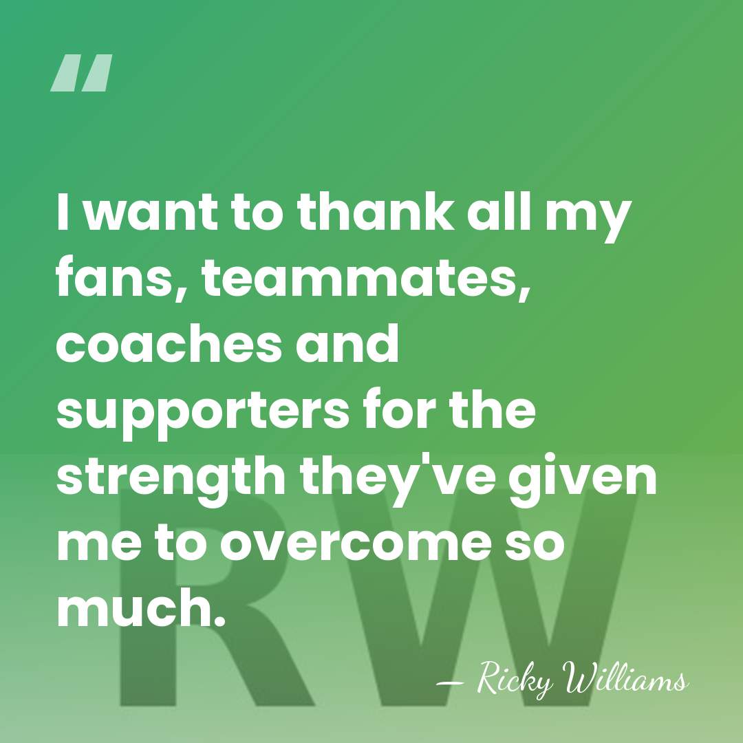 I want to thank all my fans, teammates, coaches and supporters for&hellip; - Ricky Williams