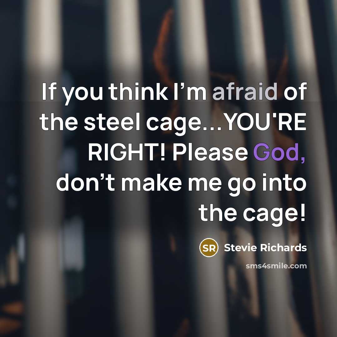 “If you think I'm afraid of the steel cage...YOU'RE RIGHT! Please God, don't make me go into the cage!” quote by Stevie Richards