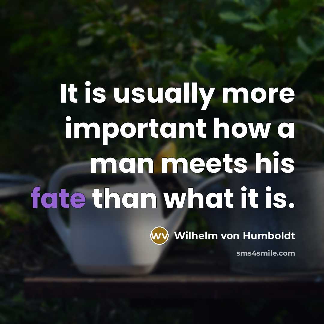 “It is usually more important how a man meets his…” quote by Wilhelm von Humboldt