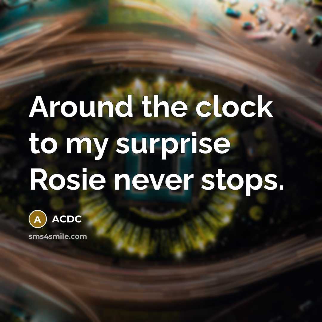 “Around the clock to my surprise Rosie never stops.…” quote by ACDC