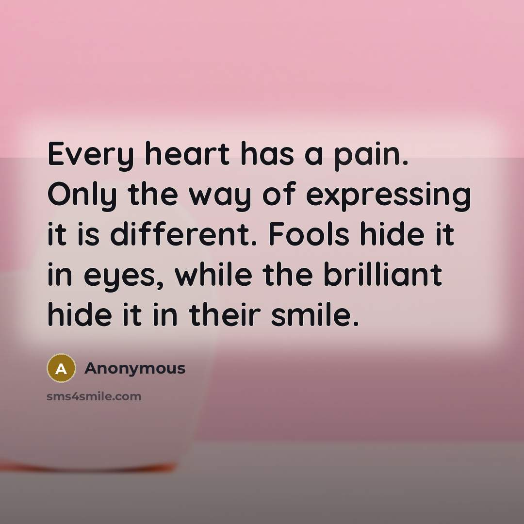 “Every heart has a pain. Only the way of expressing…” quote by Anonymous