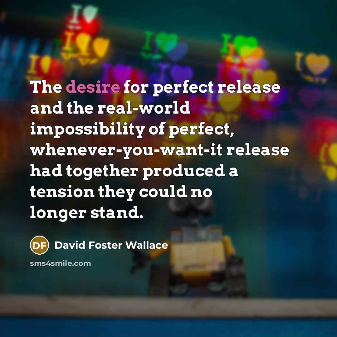 “The desire for perfect release and the real-world impossibility of…” quote by David Foster Wallace
