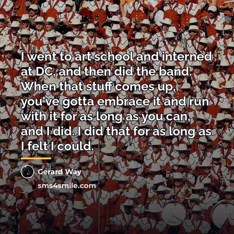 “I went to art school and interned at DC, and…” quote by Gerard Way