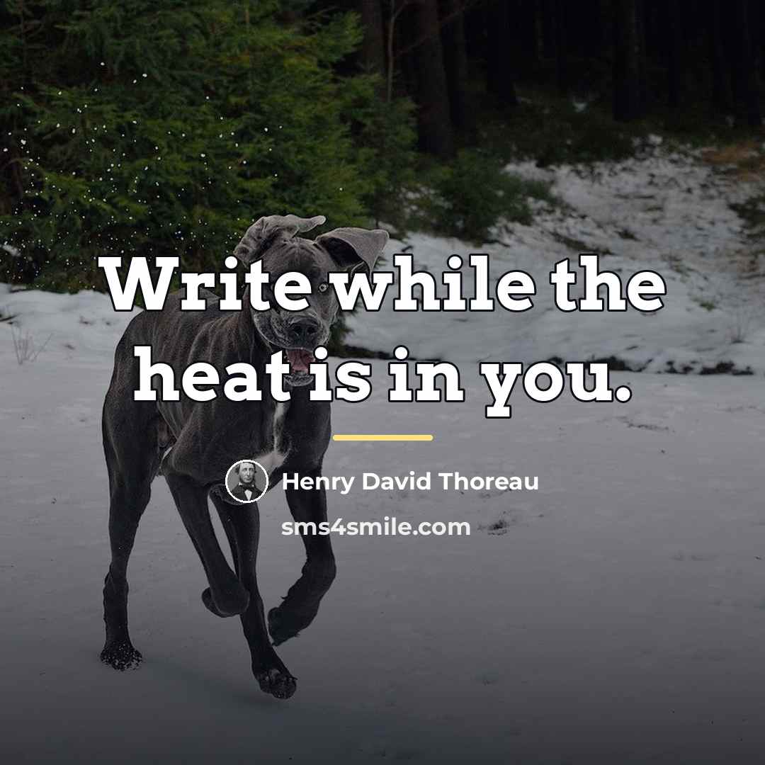 “Write while the heat is in you.…” quote by Henry David Thoreau