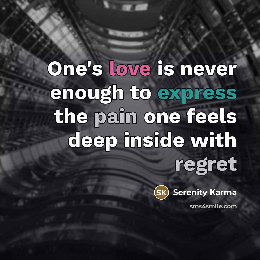 “One's love is never enough to express the pain one…” quote by Serenity Karma