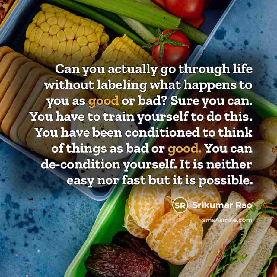 “Can you actually go through life without labeling what happens…” quote by Srikumar Rao