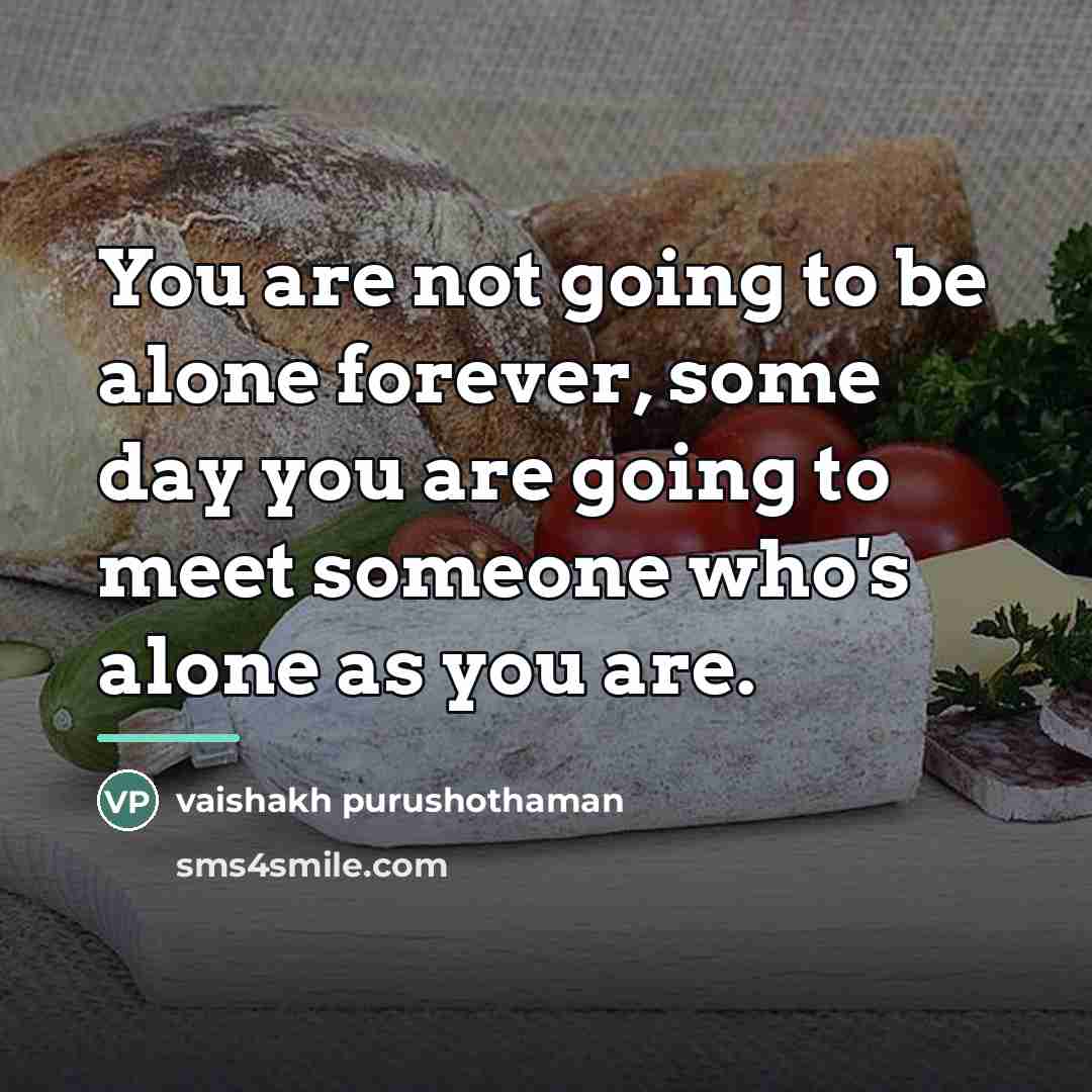 “You are not going to be alone forever, some day…” quote by Vaishakh Purushothaman
