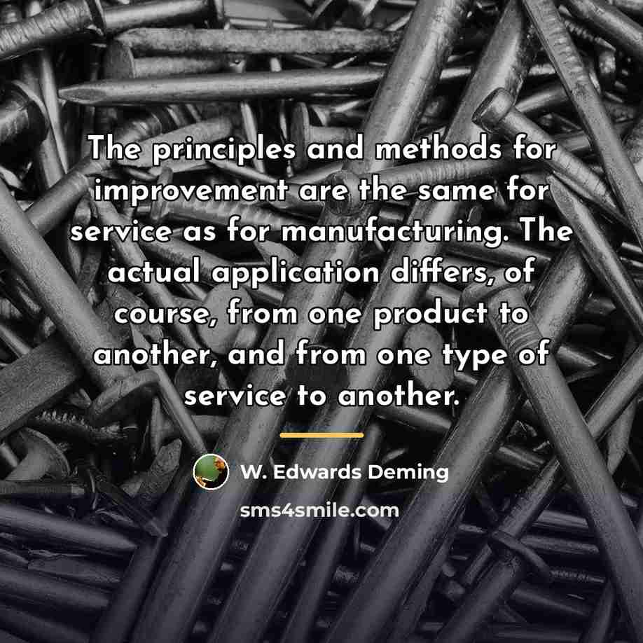 “The principles and methods for improvement are the same for…” quote by W. Edwards Deming