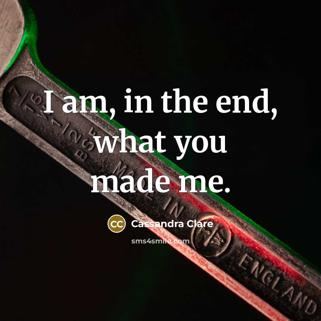 “I am, in the end, what you made me.…” quote by Cassandra Clare