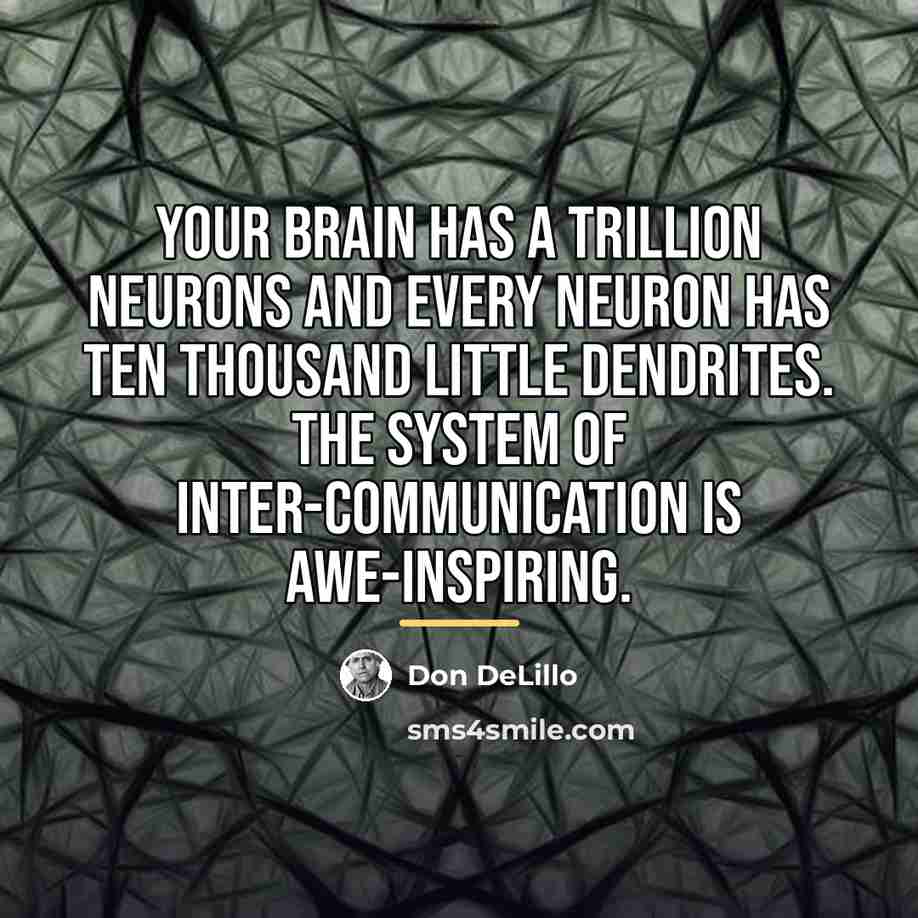 “Your brain has a trillion neurons and every neuron has…” quote by Don DeLillo