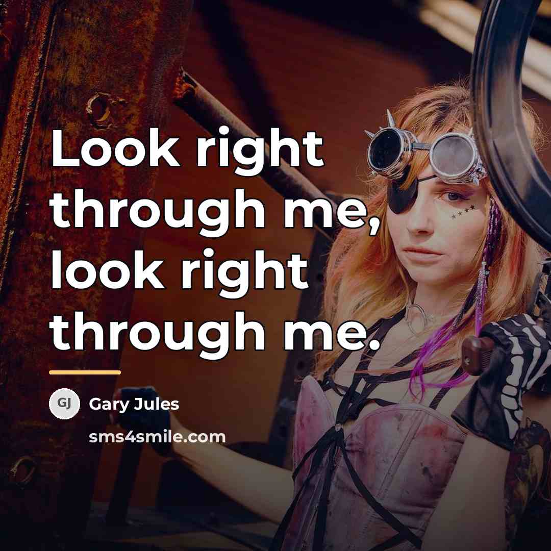 “Look right through me, look right through me.…” quote by Gary Jules