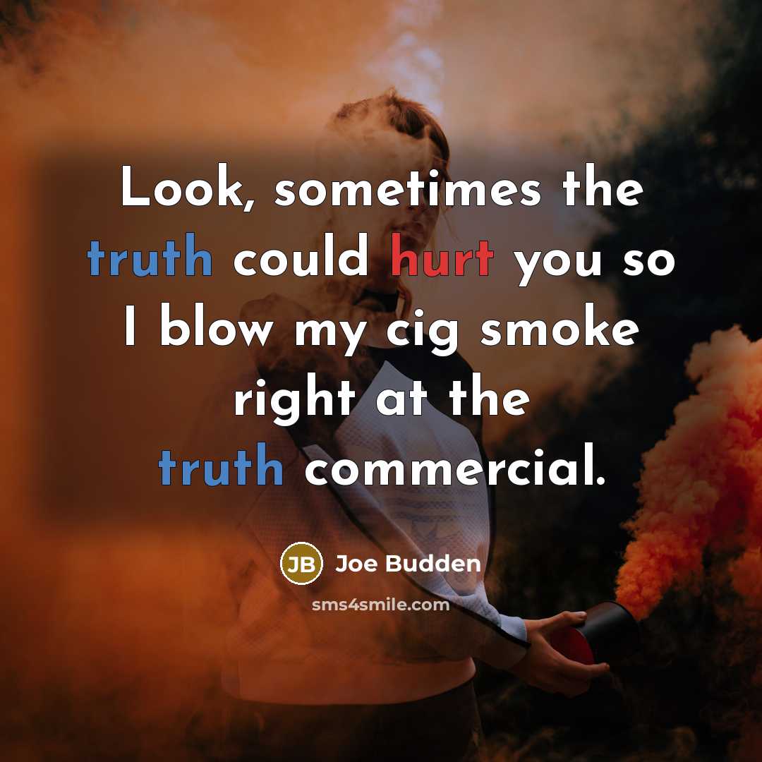 “Look, sometimes the truth could hurt you so I blow…” quote by Joe Budden
