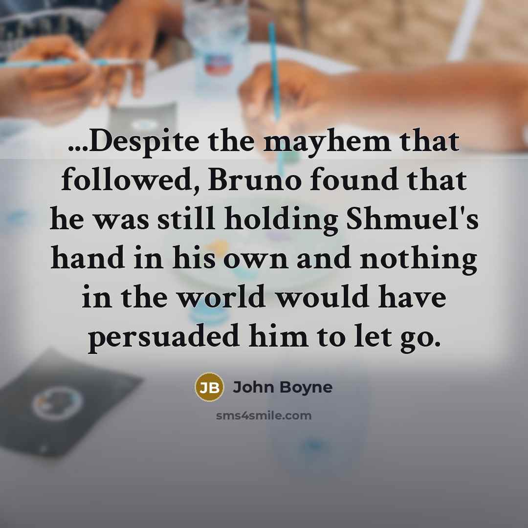 “...Despite the mayhem that followed, Bruno found that he was…” quote by John Boyne