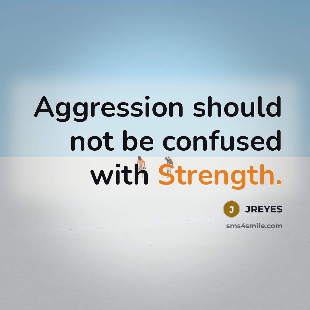 “Aggression should not be confused with Strength.…” quote by JREYES