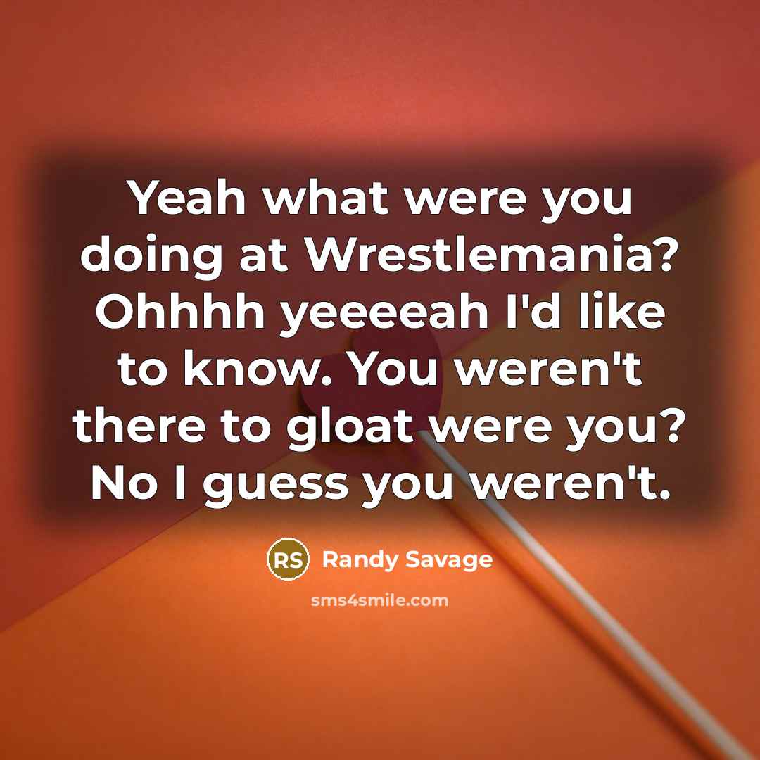 “Yeah what were you doing at Wrestlemania? Ohhhh yeeeeah I'd…” quote by Randy Savage