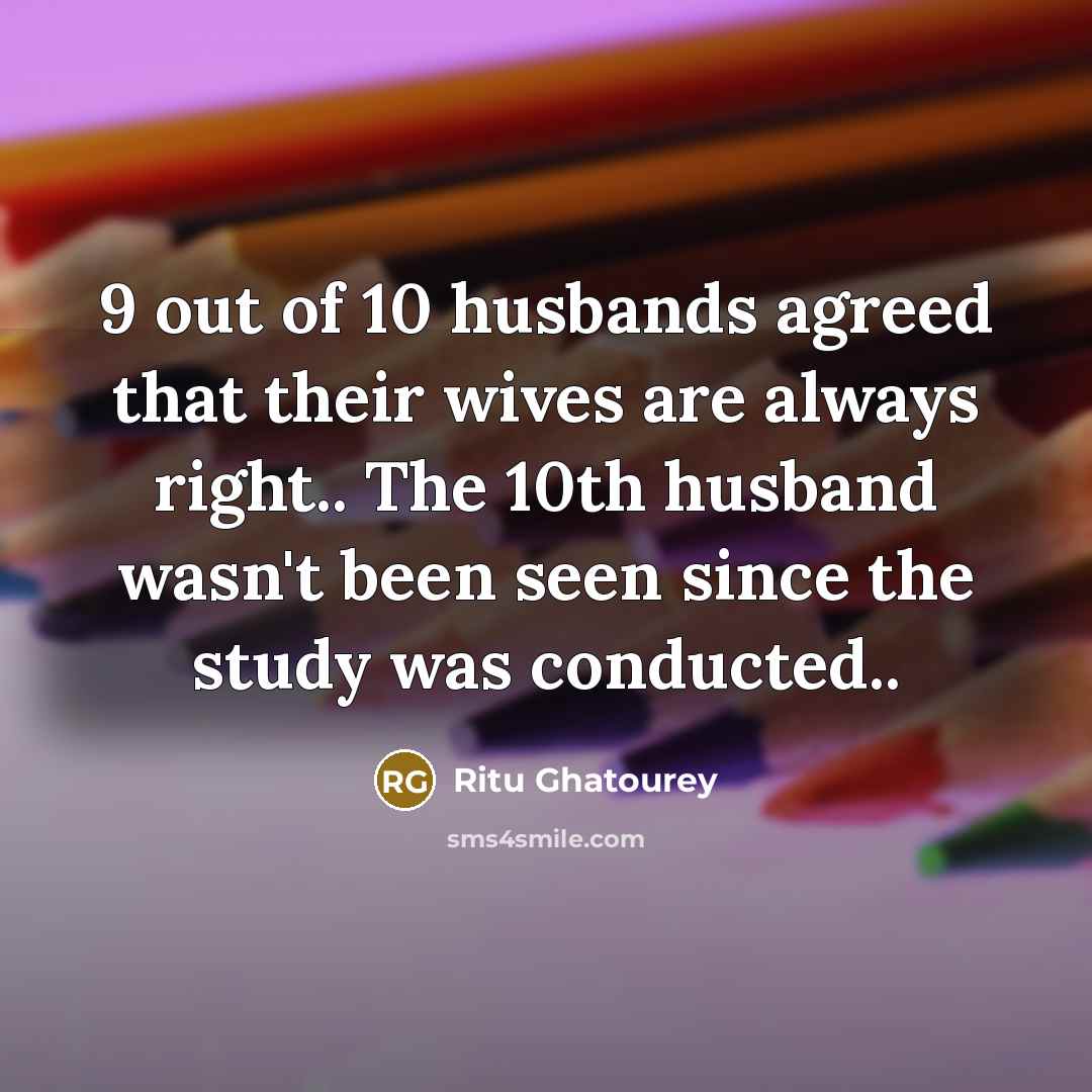 “9 out of 10 husbands agreed that their wives are…” quote by Ritu Ghatourey