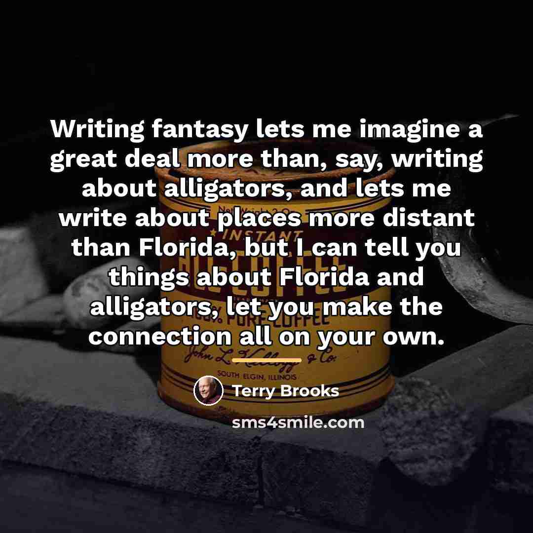 “Writing fantasy lets me imagine a great deal more than,…” quote by Terry Brooks
