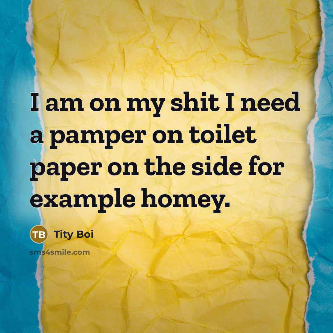 “I am on my shit I need a pamper on…” quote by Tity Boi