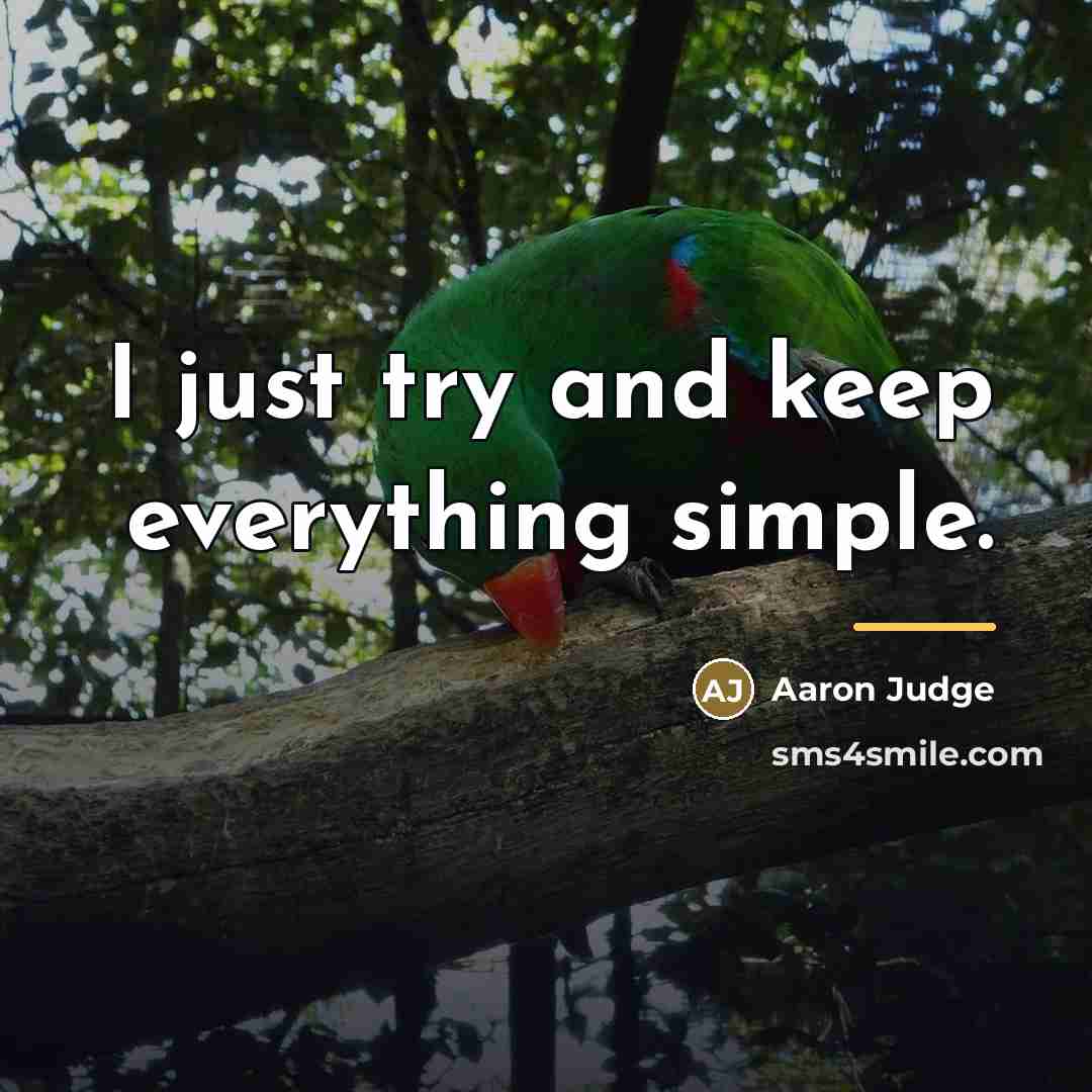 “I just try and keep everything simple.…” quote by Aaron Judge