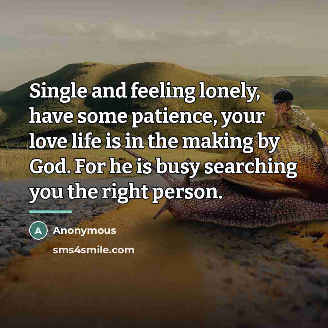 “Single and feeling lonely, have some patience, your love life…” quote by Anonymous