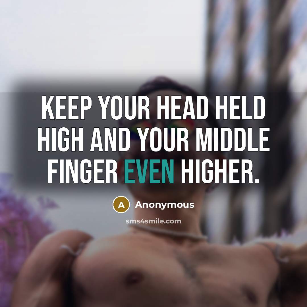 “Keep your head held high and your middle finger even higher.” quote by Anonymous