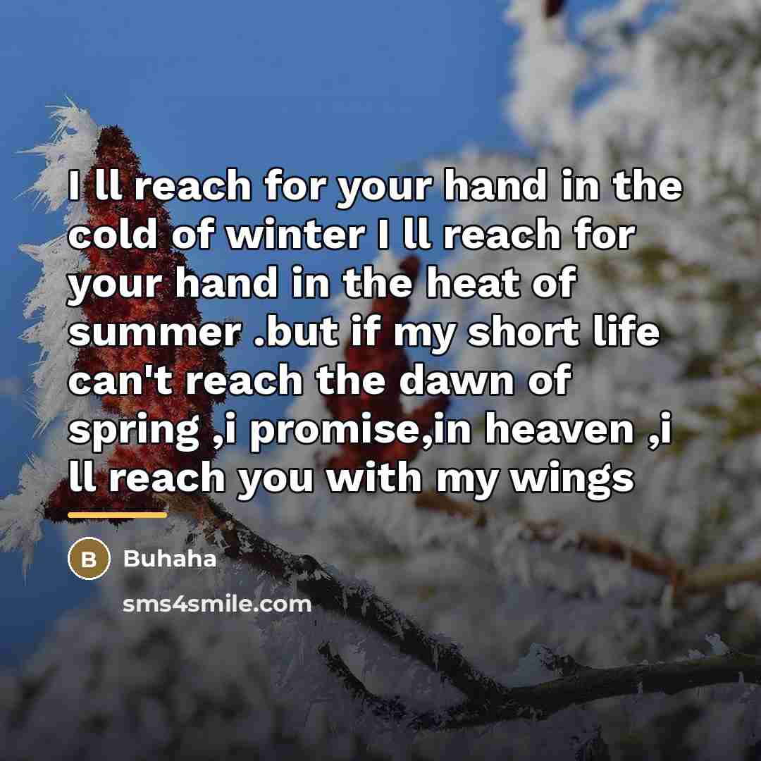 “I ll reach for your hand in the cold of…” quote by Buhaha