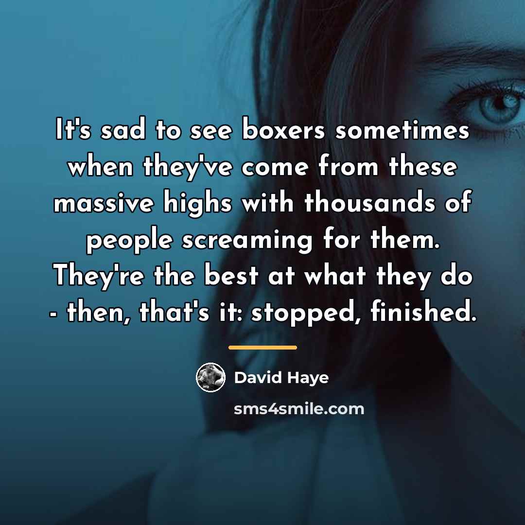 “It's sad to see boxers sometimes when they've come from…” quote by David Haye