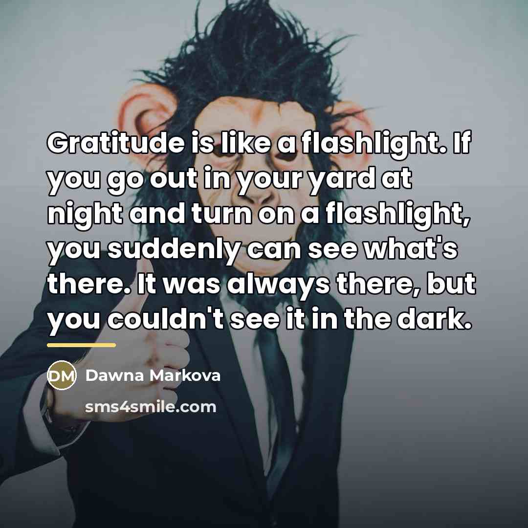 “Gratitude is like a flashlight. If you go out in…” quote by Dawna Markova