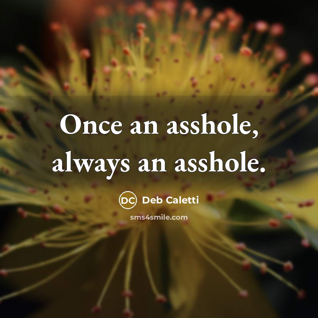 “Once an asshole, always an asshole.…” quote by Deb Caletti