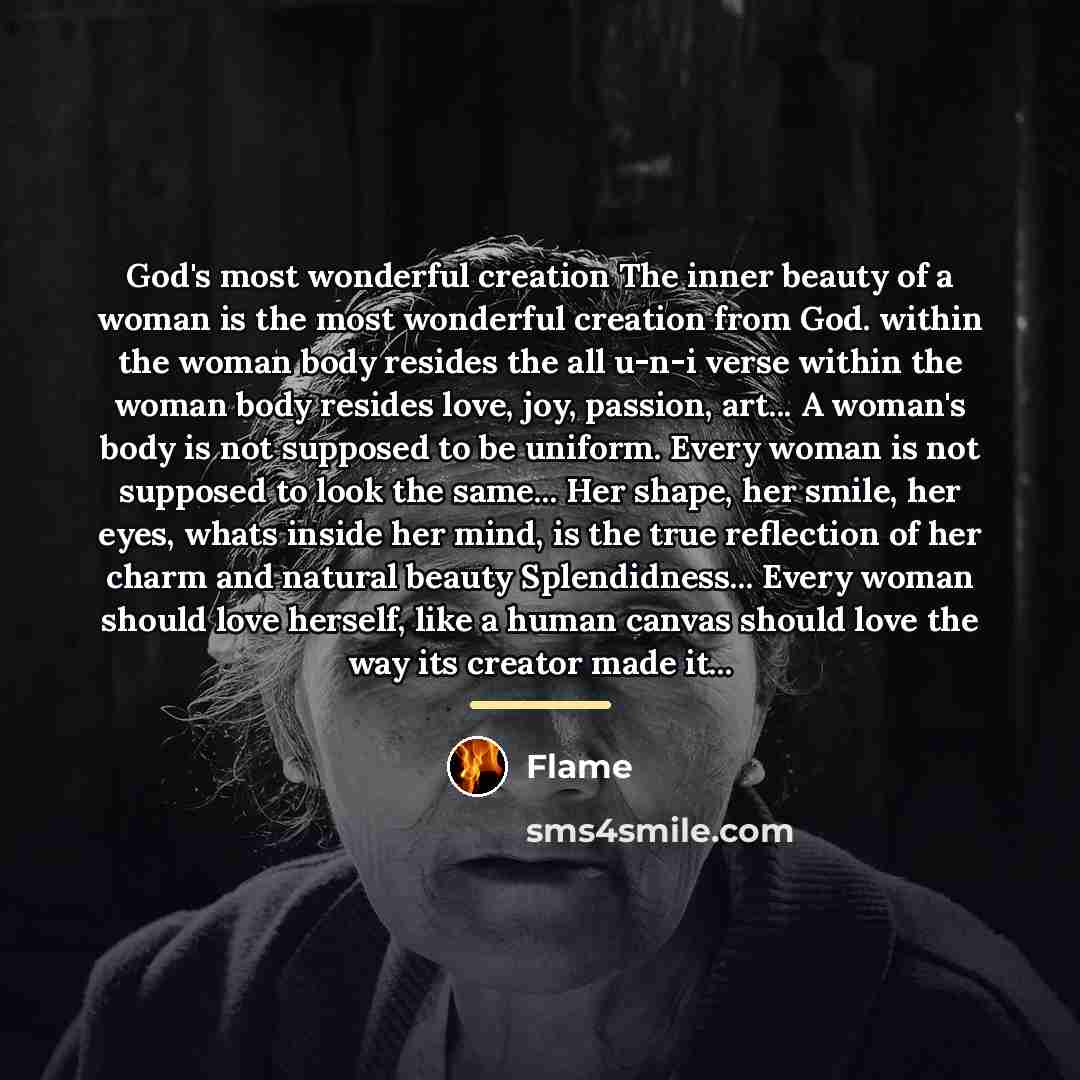 “God's most wonderful creation The inner beauty of a woman…” quote by Flame