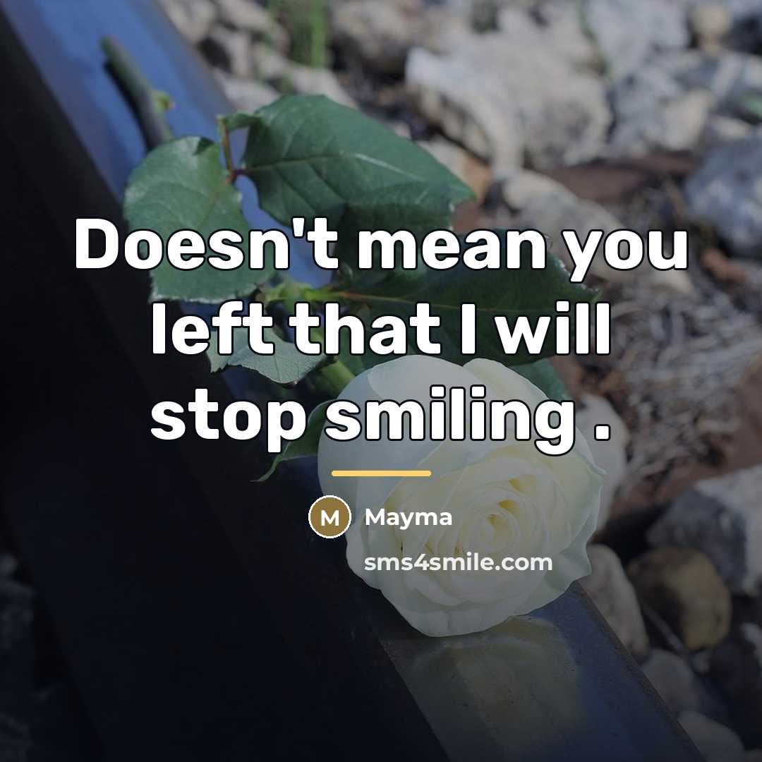 “Doesn't mean you left that I will stop smiling .…” quote by Mayma