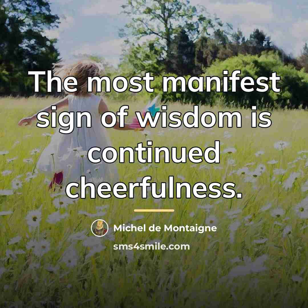 “The most manifest sign of wisdom is continued cheerfulness.…” quote by Michel De Montaigne