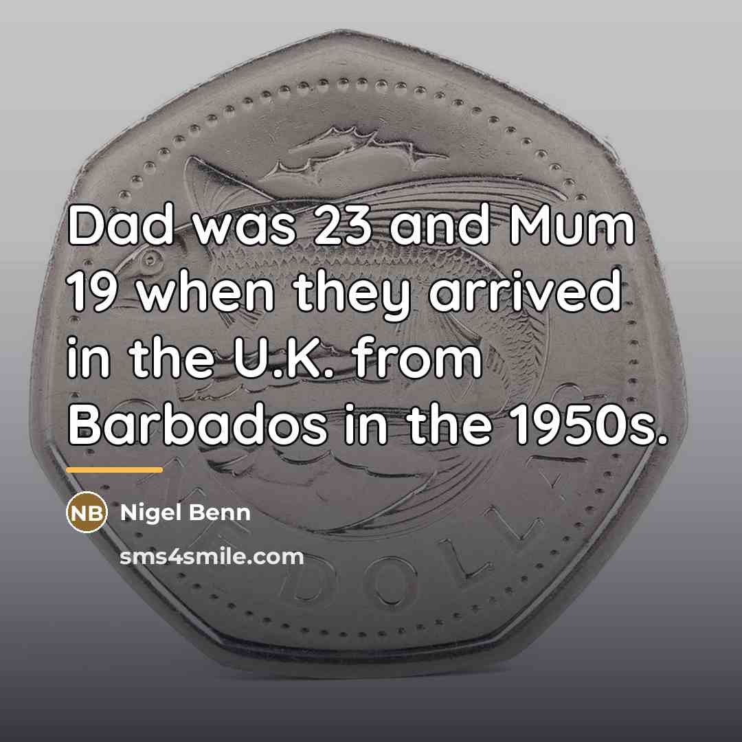 “Dad was 23 and Mum 19 when they arrived in…” quote by Nigel Benn