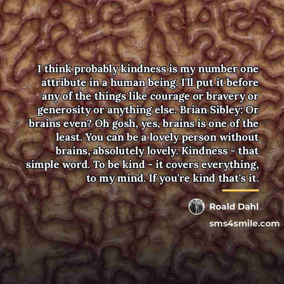 “I think probably kindness is my number one attribute in…” quote by Roald Dahl