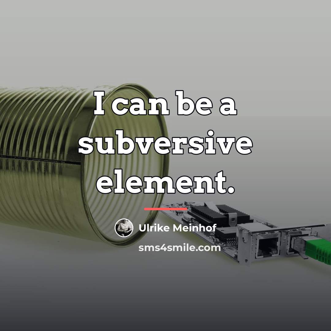 “I can be a subversive element.…” quote by Ulrike Meinhof