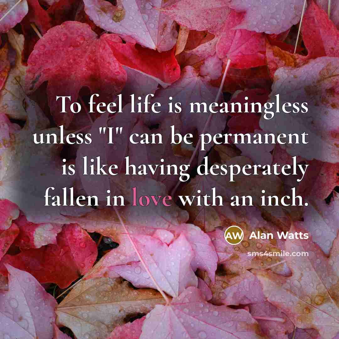 “To feel life is meaningless unless "I" can be permanent…” quote by Alan Watts