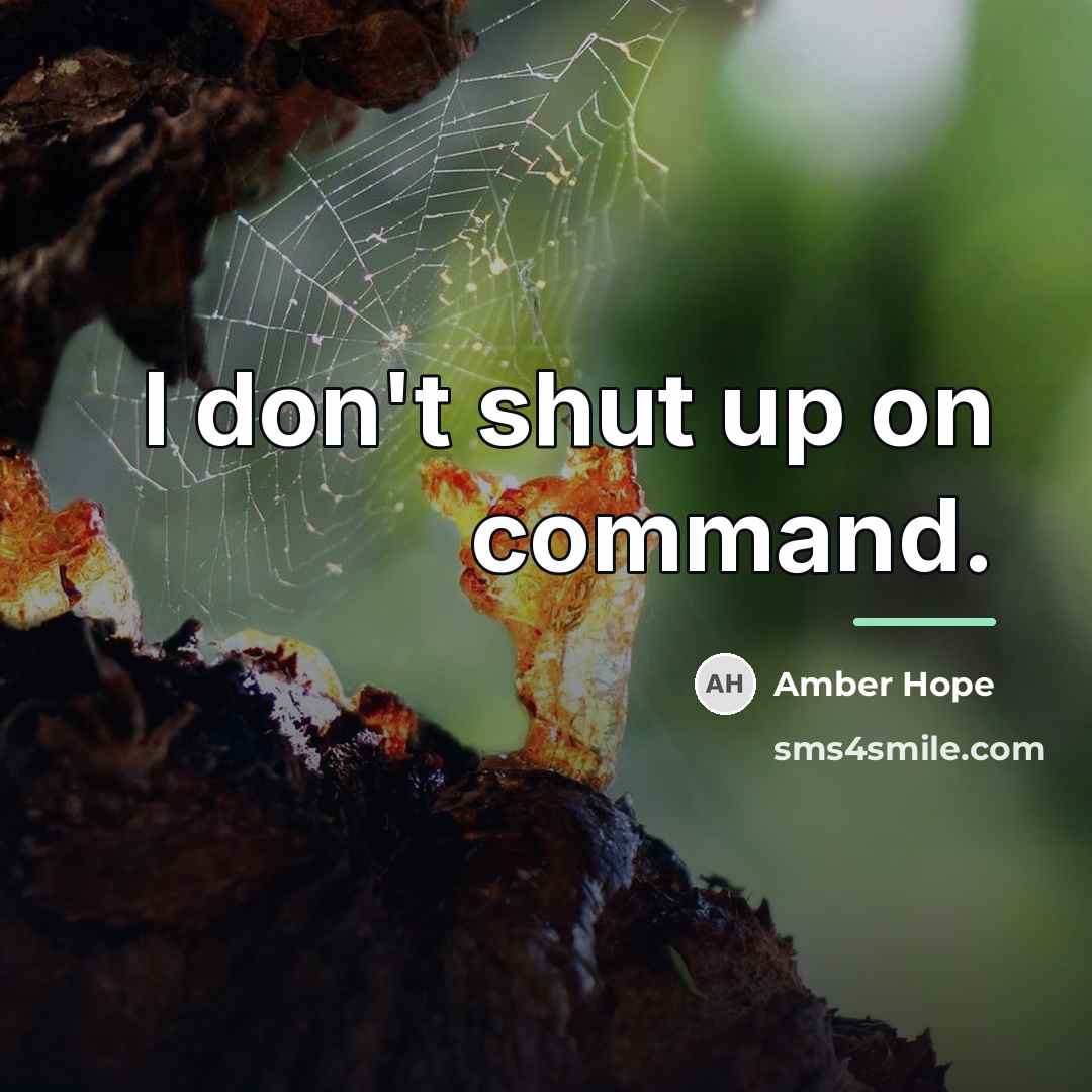 “I don't shut up on command.…” quote by Amber Hope