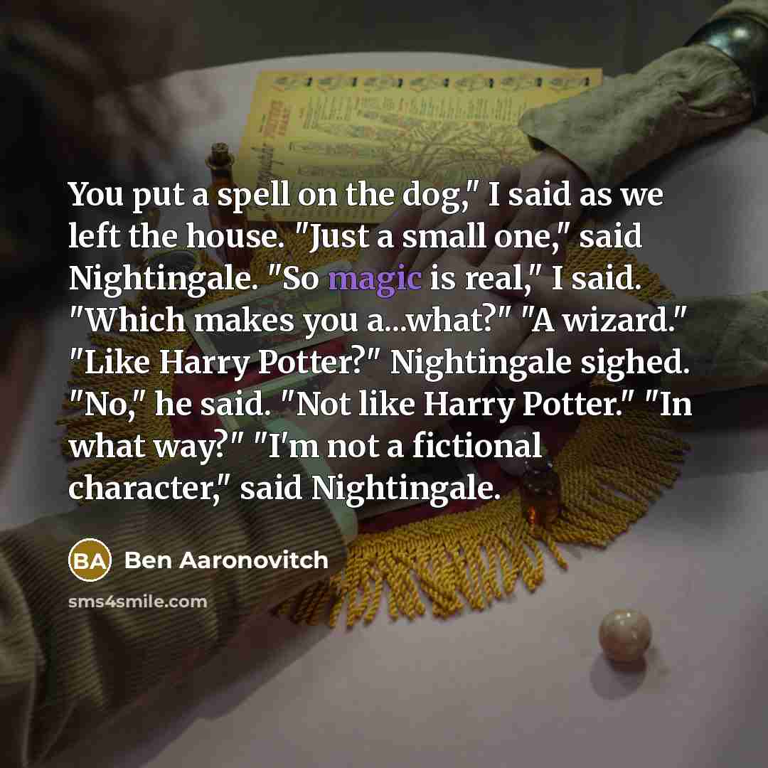 “You put a spell on the dog," I said as…” quote by Ben Aaronovitch