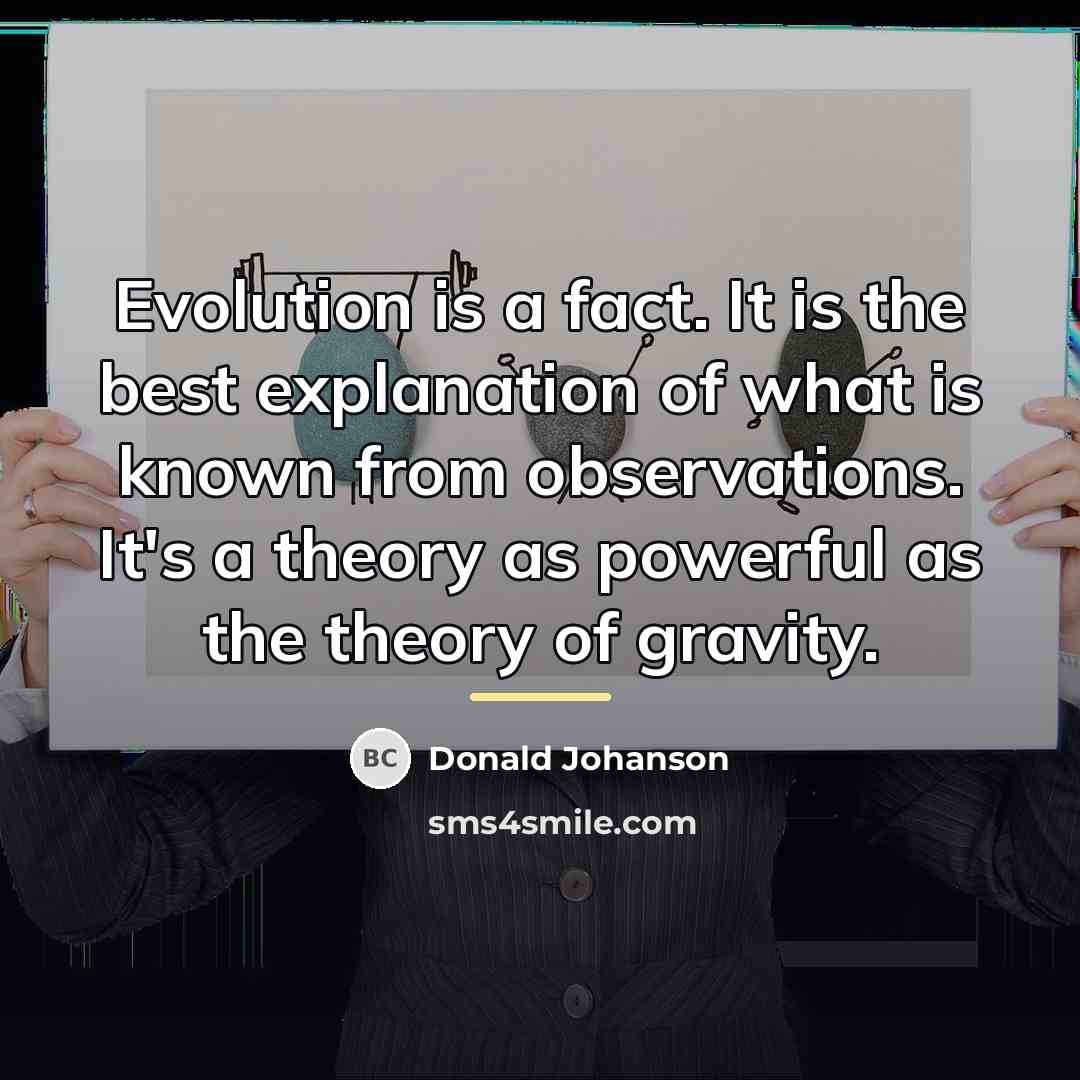 “Evolution is a fact. It is the best explanation of…” quote by Donald Johanson