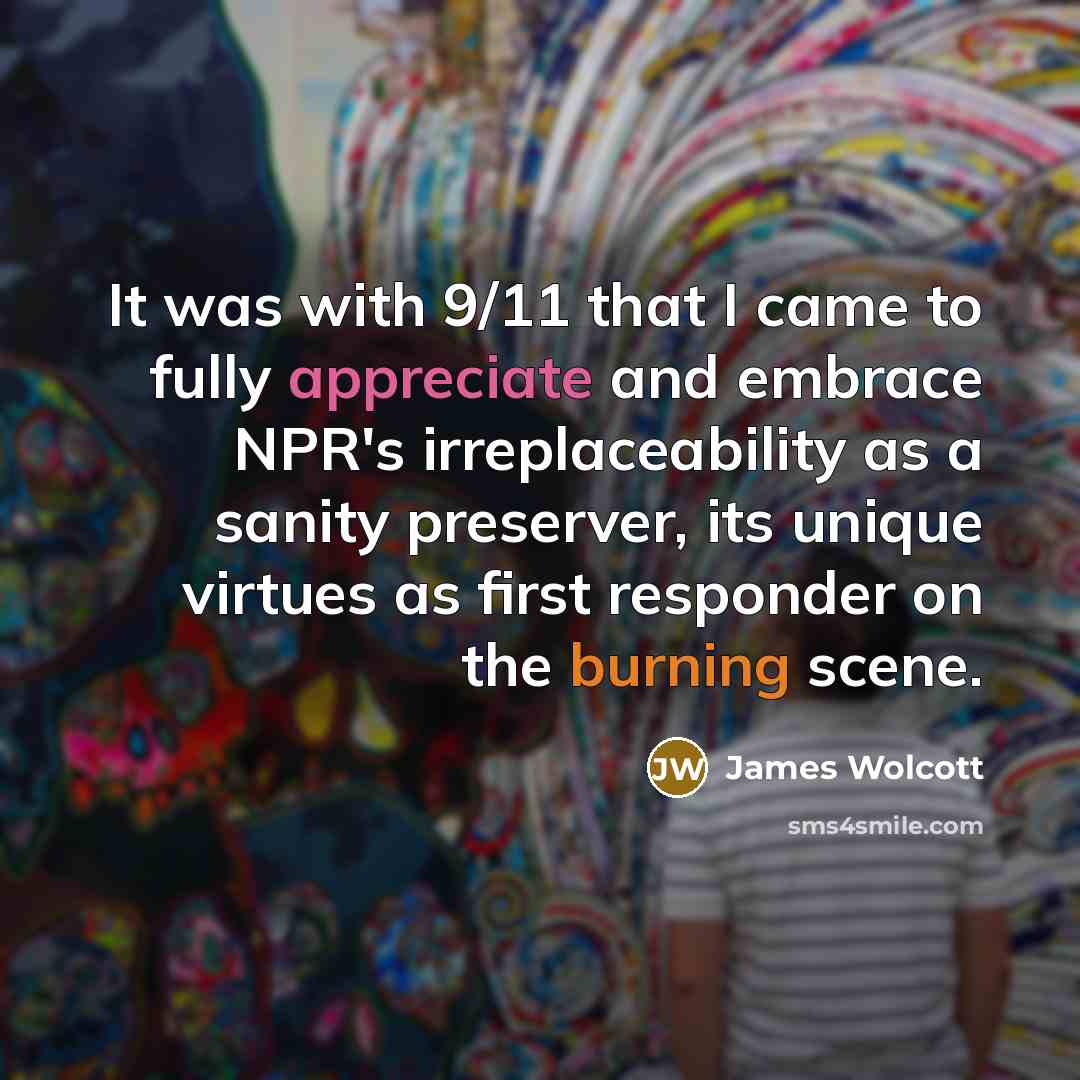 “It was with 9/11 that I came to fully appreciate…” quote by James Wolcott
