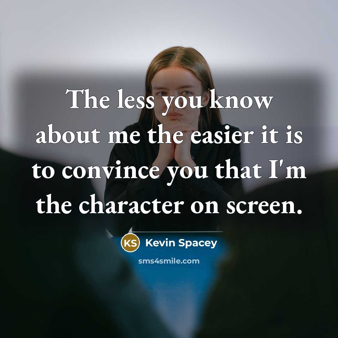 “The less you know about me the easier it is…” quote by Kevin Spacey