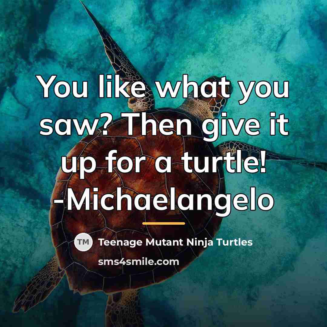 “You like what you saw? Then give it up for…” quote by Teenage Mutant Ninja Turtles