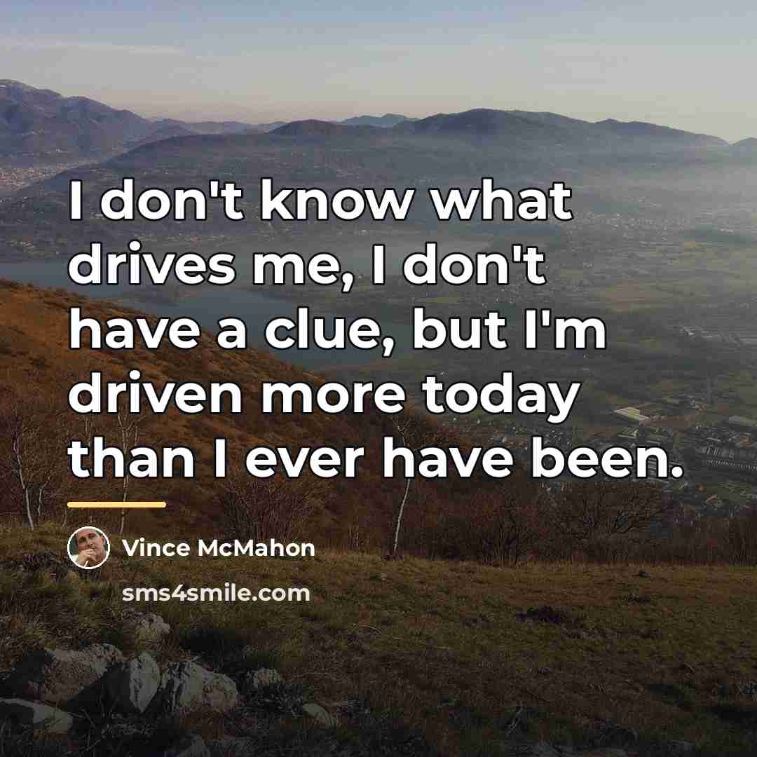 “I don't know what drives me, I don't have a…” quote by Vince McMahon