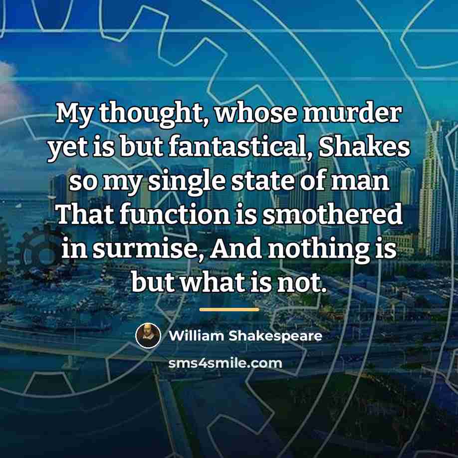 “My thought, whose murder yet is but fantastical, Shakes so…” quote by William Shakespeare