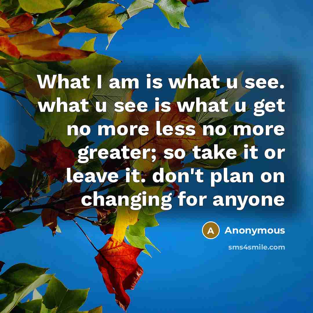 “What I am is what u see. what u see…” quote by Anonymous