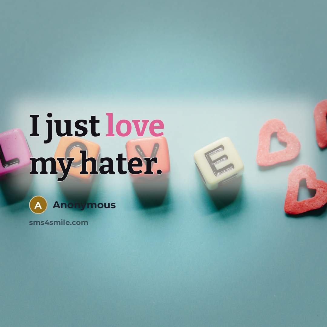“I just love my hater.…” quote by Anonymous