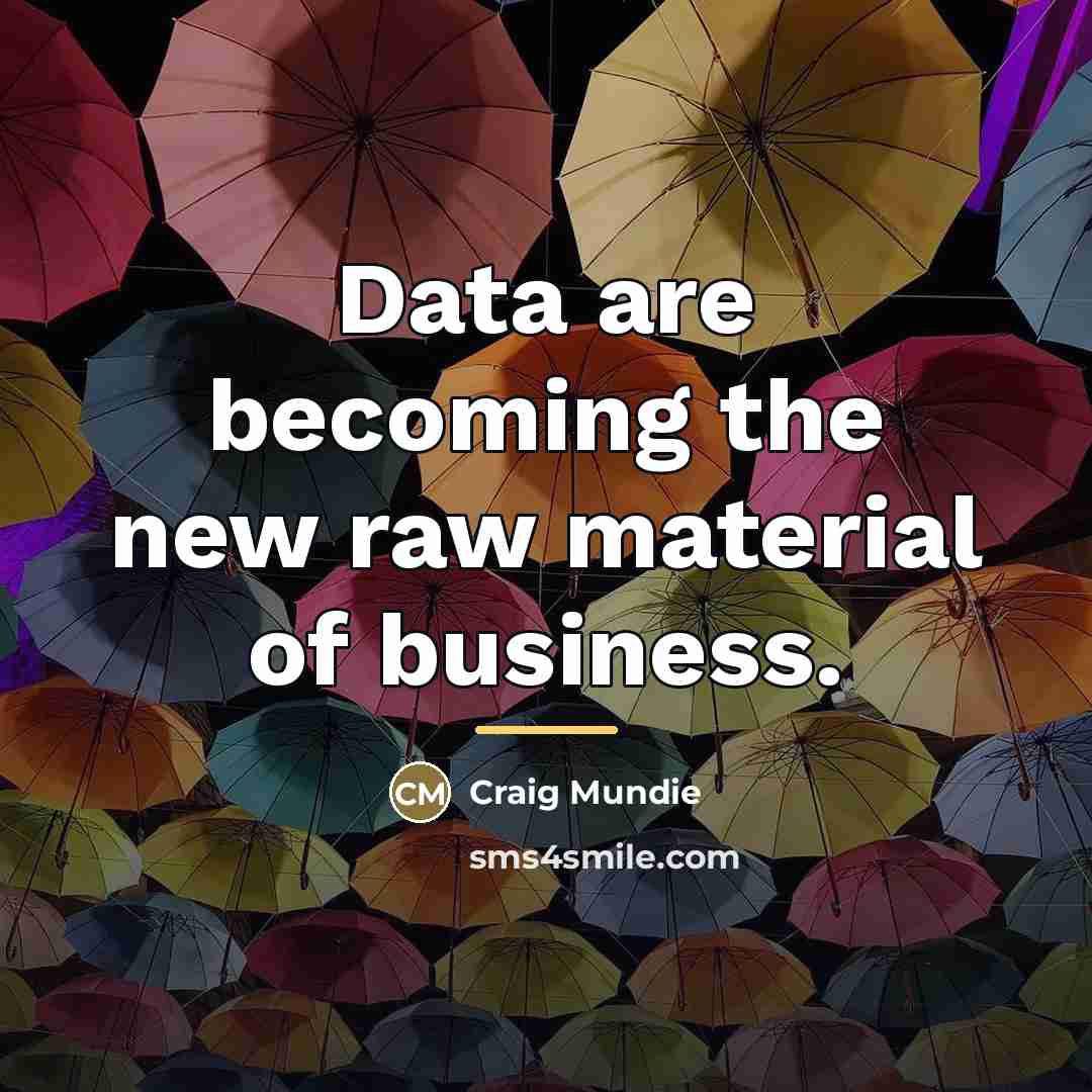 “Data are becoming the new raw material of business.…” quote by Craig Mundie