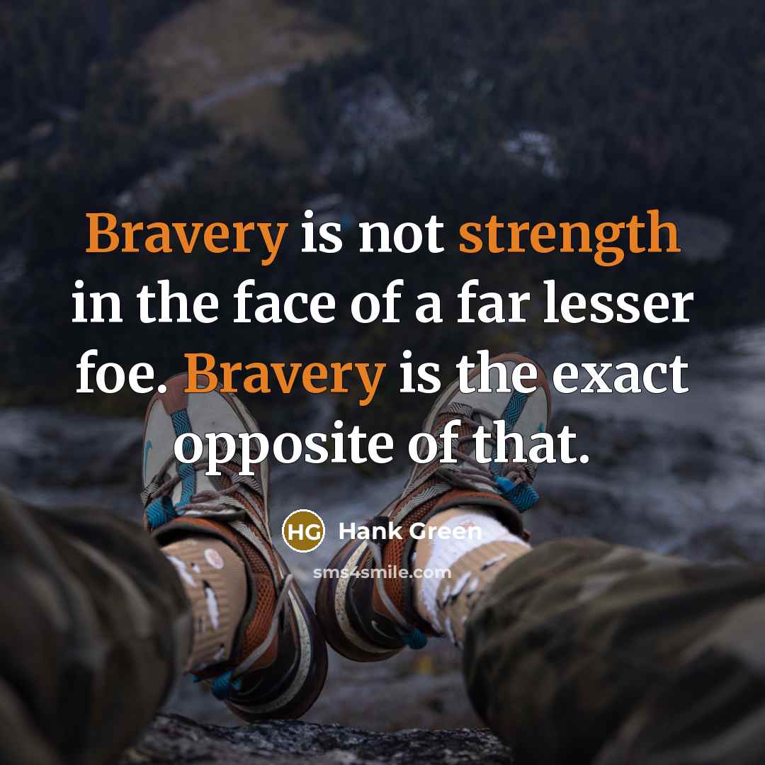 “Bravery is not strength in the face of a far…” quote by Hank Green