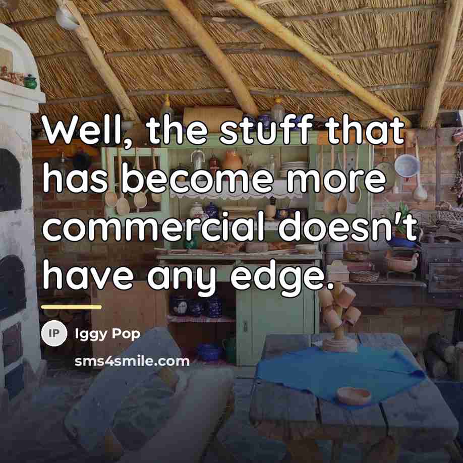 “Well, the stuff that has become more commercial doesn't have…” quote by Iggy Pop