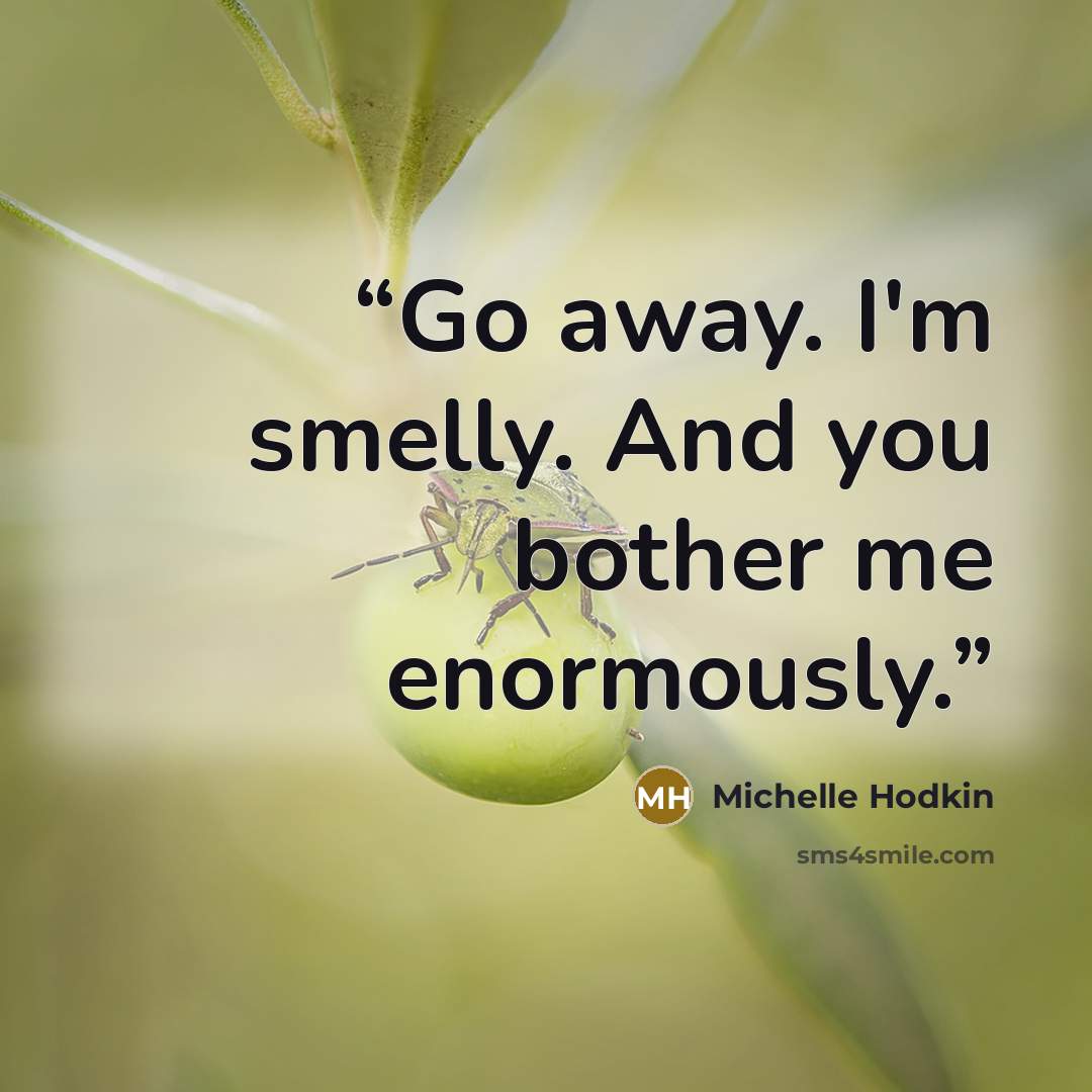 “Go away. I'm smelly. And you bother me enormously.” quote by Michelle Hodkin